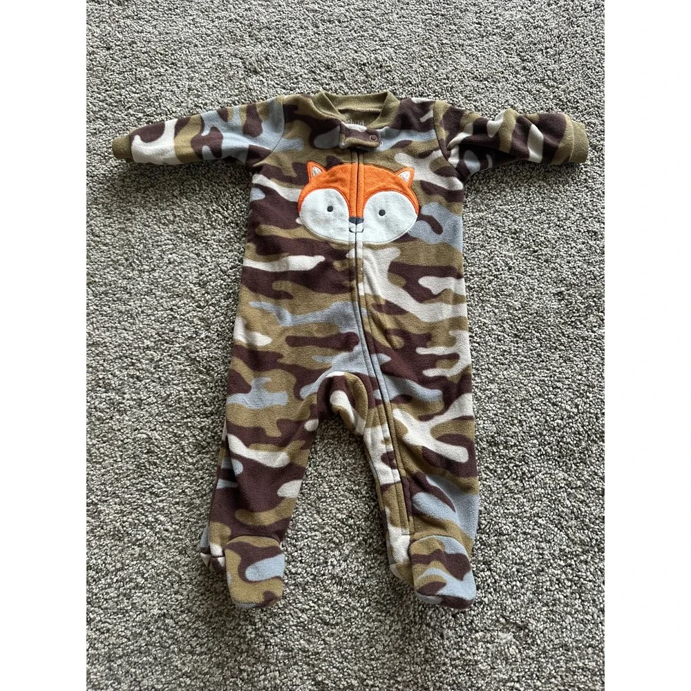Carter's Child of Mine Baby Fox Camo Fleece Sleeper and Bodysuit SET0-3 Months